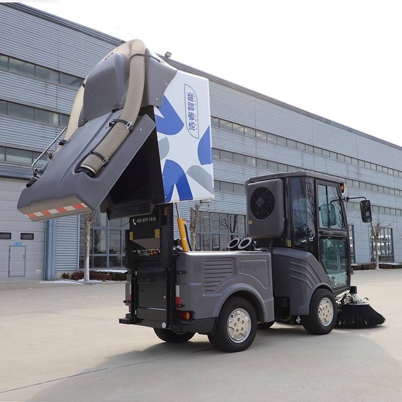 Road sweeper elektrik membuang muatan hopper